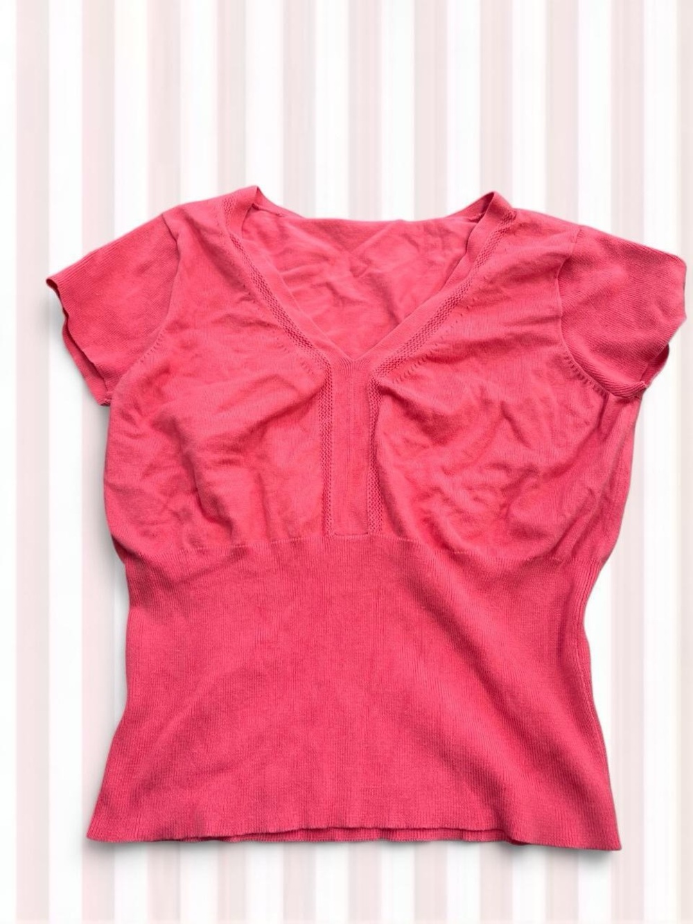 Axcess Coral Pink V‑Neck Short Sleeve Top